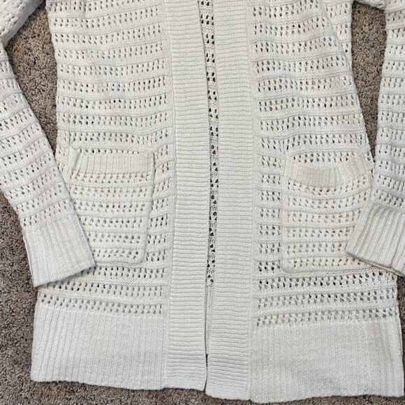 Cabi Open Stitch White Cardigan Sweater Small #6237 - Picture 5 of 6